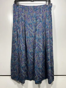 Vtg Pendleton Country Sophisticates Blue Purple Paisley  Rayon Skirt Size 14  - Picture 1 of 7