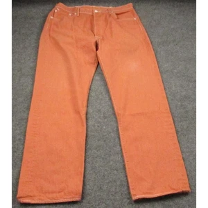 Levis 501 Jeans Mens 36x29 Salmon Orange Denim Button Fly White Buttons Red Tab - Picture 1 of 15