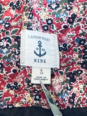 Chaleco acolchado floral Lands' End para niñas talla grande 14 cremallera completa 80 % relleno de plumón usado en excelente estado Foto 1 de 4