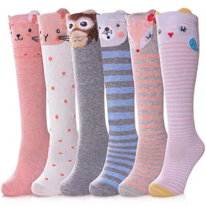 Girls Knee High Socks Kids Long Boot Socks Cozy Fun Animal Warm Cotton Socks ... - Picture 1 of 6