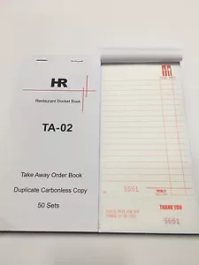 100X Large Size Duplicate Carbonless Takeaway Docket Books TA02 99X210 - Picture 1 of 3