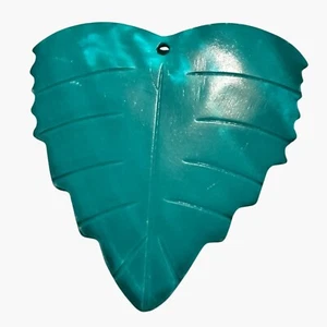 Turquoise Leaf Shaped Pendant 2 Inches Craft Jewelry Making - Picture 1 of 3