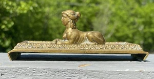 Antique Egyptian Revival Bronze Ink Blotter Sphinx Sculpture Art Nouveau - Deco - Picture 1 of 9