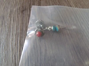 COLLECTIBLE 2 PAIR GREEN TURQUOISE STONE PIERCED EARRINGS - Picture 1 of 1