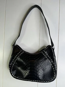 Liz Claiborne Woman’s Black Small Shoulder Bag White Stitches Size 9x7 NWOT - Picture 1 of 9