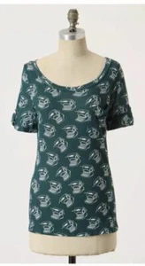 New! XS Anthropologie Typewriter "Keeping Tabs Tee" Top Sold Out - Picture 1 of 4