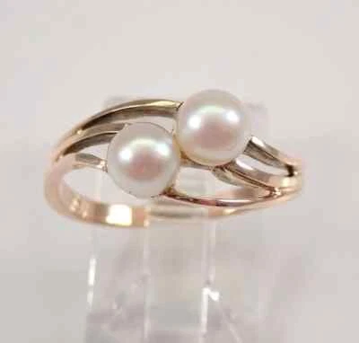 Anillo de compromiso vintage de perlas de corte redondo de 2 quilates enchapado en oro amarillo de 14 quilates Foto 1 de 4