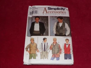 🦋 SIMPLICITY #9345-MEN'S FORMAL or FISHING-HUNTING VEST & HAT PATTERN  XS-XL FF - Picture 1 of 2