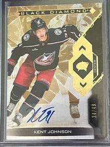 Kent Johnson Auto 2022-23 Black Diamond #BDBKJ /49 Columbus Blue Jackets - Picture 1 of 2