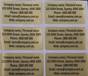 Gold Personalised Name Stickers Vinyl Tag / Label, 4.5 X 2.5 CM Water Proof - Picture 1 of 3