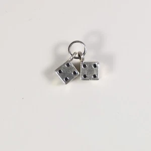 925 Sterling Silver 3D Large Pair of Hanging Dice Charm - Picture 1 of 2