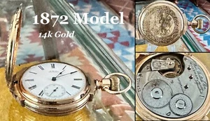 American Waltham Watch Co. 1872 MODEL 14k GOLD BOX HINGED 1885 - Picture 1 of 17