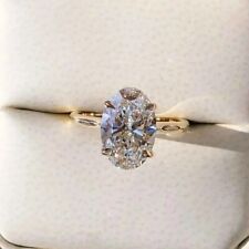 2 Ct Oval Cut Moissanite Hidden Halo Engagement Ring Solid 10k Yellow Gold