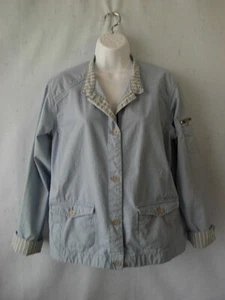 Columbia Baby Blue w/Stripe Trim Cotton Surf Casual Beach Jacket Wm M L SOFT EUC - Picture 1 of 8