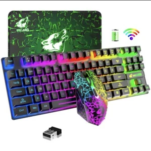 Mat Combo Mechanical Wireless Gaming Keyboard and Mouse - Feel Backlit for PC - Picture 1 of 10