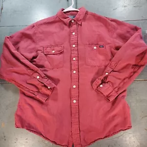 Polo Ralph Lauren Vintage Herren XL Leinen Seide Baumwollmischung Hemd Rot Button Down - Bild 1 von 10