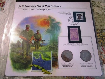 1991 JFK Half Dollars (P & D) Coin & Stamp Set - Postal Commemorative Society - Image 1 of 2