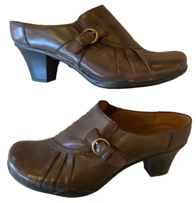 Zapatos sin cordones Emily Earth Spirit Classics de cuero zueco mula talla 10 tacón marrón Foto 1 de 4