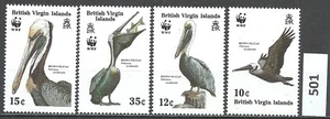 Isole Vergini Britanniche - Pellicano Marrone 1988. Set completo fauna/uccellini/pelicani MNH - Foto 1 di 2