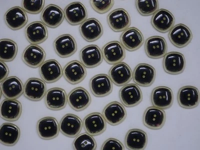 Square Black iridescent Colorful Accents Acrylic 2-Hole Button 23mm Lot of 100 - Image 1 of 4
