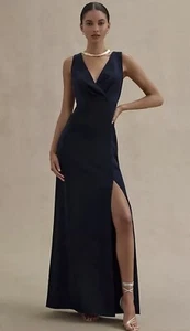 Vestido Anthropologie BHLDN Azul Medianoche Piper Cuello en V Abertura Lateral, $248, Talla 10 - Imagen 1 de 13