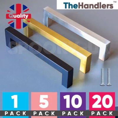 SQUARE Bar Kitchen Cupboard Cabinet Door Handle Stainless Steel Black Gold - Image 1 of 2