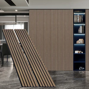 4PCS Acoustic Wood Wall Panels Wood Slat Wall Panels for Wall Decor Walnut B - Picture 1 of 8
