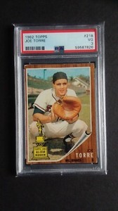 1962 Topps #218 Joe Torre All-Star Rookie Card PSA 3 VG Milwaukee Braves