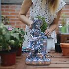 Garden Fetching Water Girl Statue with Lamp for Spring Summer Decor Lifelike