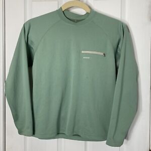 Patagonia Long Sleeve Shirt Womens Large Green Front Zip Pocket *