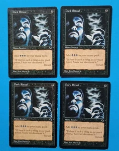Magic the Gathering MTG Tempest DARK RITUAL X 4( 3 LP/EX & 1 MP) C 1997! - Picture 1 of 4