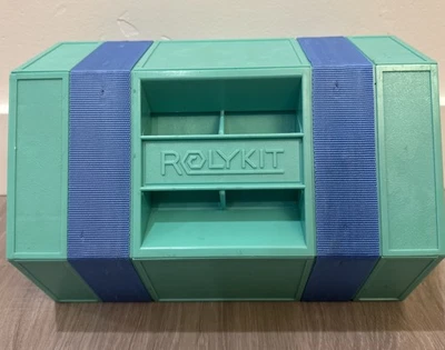 Vintage ROLYKIT Storage System Organizer Box  Green & Blue Crafts Sewing ** - Image 1 of 4