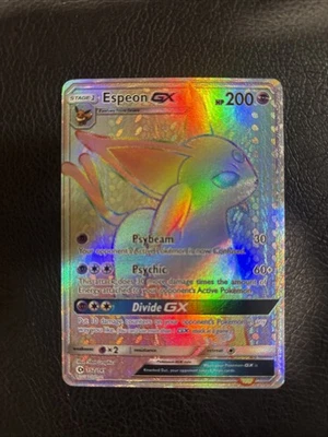 2017 Pokémon TCG Sun & Moon Espeon GX Rainbow Secret Rare Card 152/149 - Image 1 of 2