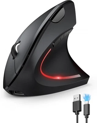 TECKNET Ergonomic Mouse, Rechargeable Vertical Ergo Mouse Wireless Black  - Image 1 of 4
