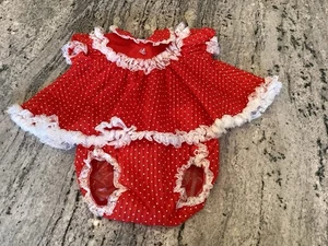 VGT Bryan 3-6 Months Baby Girl Polka Swiss Dot  Dress Red White W/ Diaper Cover - Picture 1 of 16