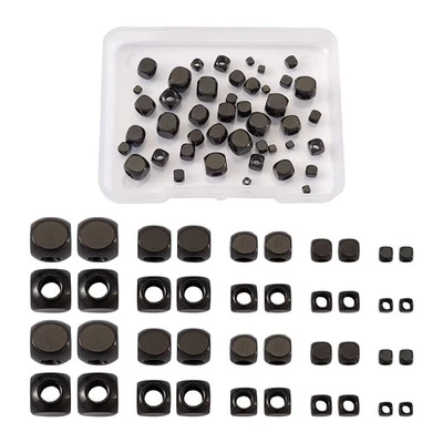 50pcs 304 Stainless Steel Cube Beads Electrophoresis Black Metal Smooth Tiny ... - Image 1 of 4