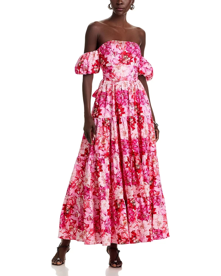 Maxi Vestido Aqua L100706 Mujer Rosa Naranja Hombro Descubierto Talla XS Foto 1 de 4