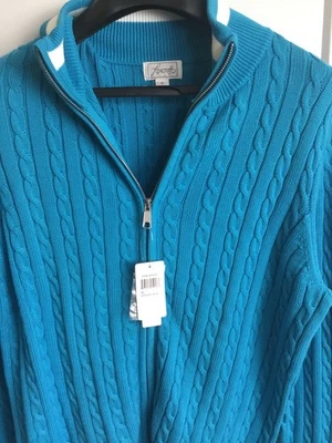 FoxCroft женщин размер XL молнии кабель трикотажа бирюзовый кардиган новый с Ярлыками - Изображение 1 из 4