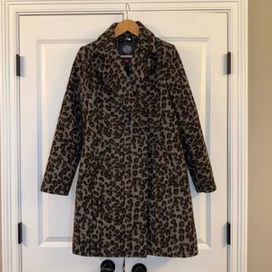 Vince Camuto Women's Animal Print Leopard Gray Brown Wool Blend Coat - Picture 1 of 7