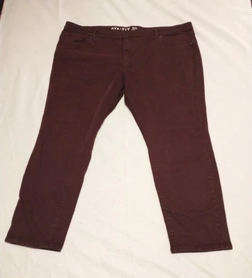 Ava & Viv Skinny Stretch Mid Rise Jeans Womens Plus Sz 24W Deep Maroon - Image 1 of 4