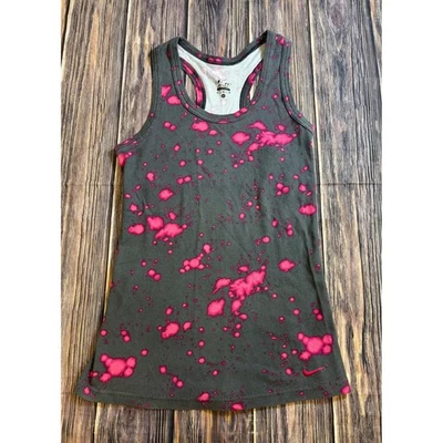Nike Dri-FIT Tank Top Womens Medium Gray Pink Racerback Athletic Gym Sleeveless - Image 1 of 4