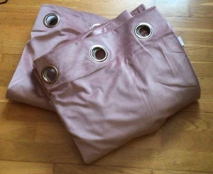 John Lewis Velvet Pair Lined Eyelet Curtains Pink W167cm x D274cm - Picture 1 of 3