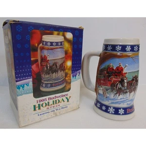 Clydesdales Horses 1995 Budweiser Holiday Beer Stein serie en caja coleccionable - Imagen 1 de 11