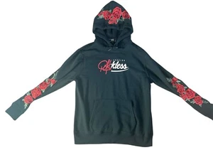 Men's Black Young & Reckless Hoodie Long Sleeve with Rose Design Size - Large - Picture 1 of 4