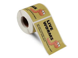 1.9"x 2.9" 200 Sticker Label Per Roll LIVE WORMS Do Not Expose to Excessive Heat - Picture 1 of 11
