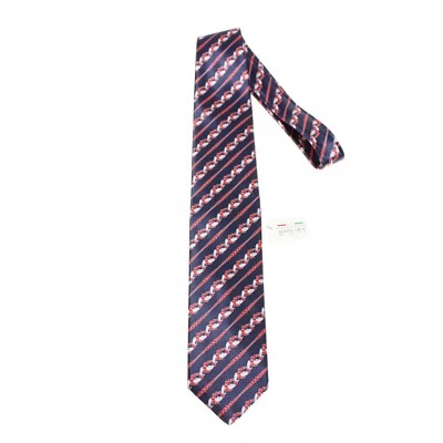 Corbata Italo Ferretti Nueva con Etiquetas en Rayas Abstractas Azul/Rojo 100% Seda Hecha en Italia Foto 1 de 4