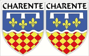 2x écussons CHARENTE département 16 Autocollants Vinyle 4x5 cm Sticker blason - Picture 1 of 1