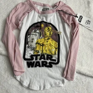 CHASER Brand STAR WARS Raglan shirt pink White Size 6 Kids NEW - Picture 1 of 5