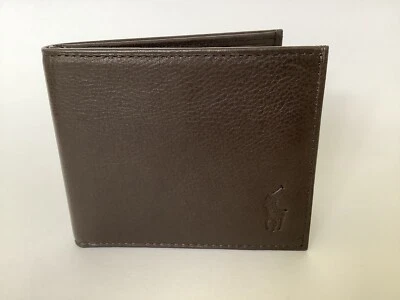 New Polo Ralph Lauren Dark Brown Pebbled Leather Bifold Wallet Boxed - Image 1 of 4
