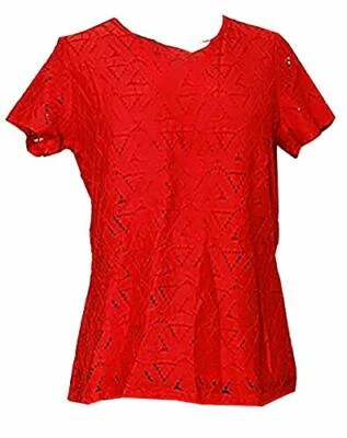 Blusa para mujer Marc New York forrada con textura de encaje en rojo tango - Elige la talla Nueva con etiquetas Foto 1 de 2